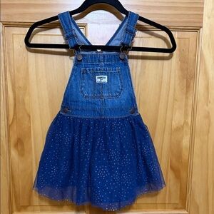 OshKosh B'gosh Blue Denim Skirtall with Tulle & Glitter Sparkles, Size 4T